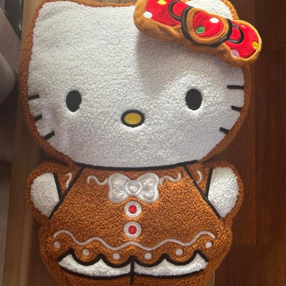 Hello Kitty gingerbread sherpa pillow, Sanrio stuffed animal plush